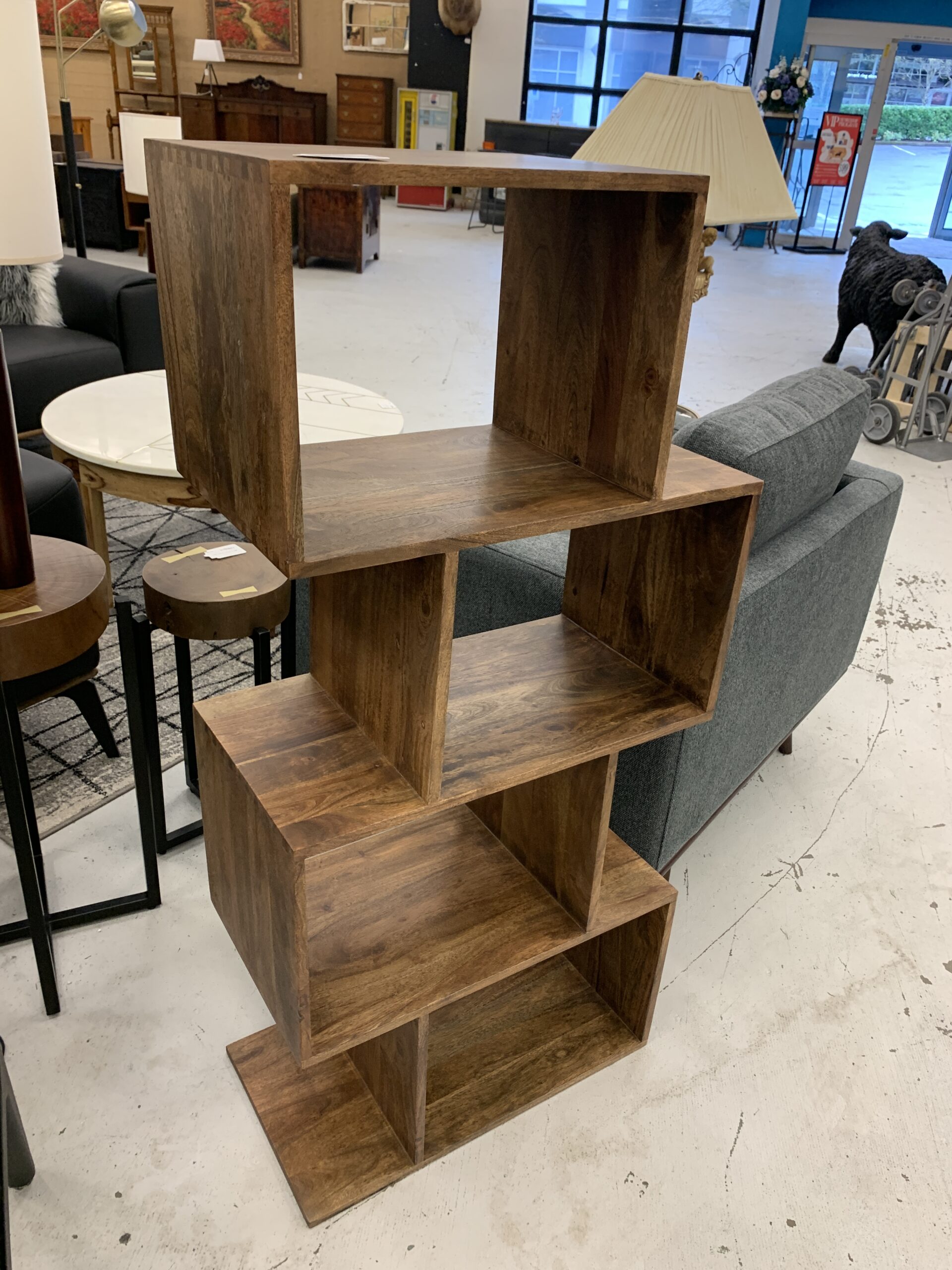 Dark Acacia 4 Cube Shelf - Bellevue Consignments