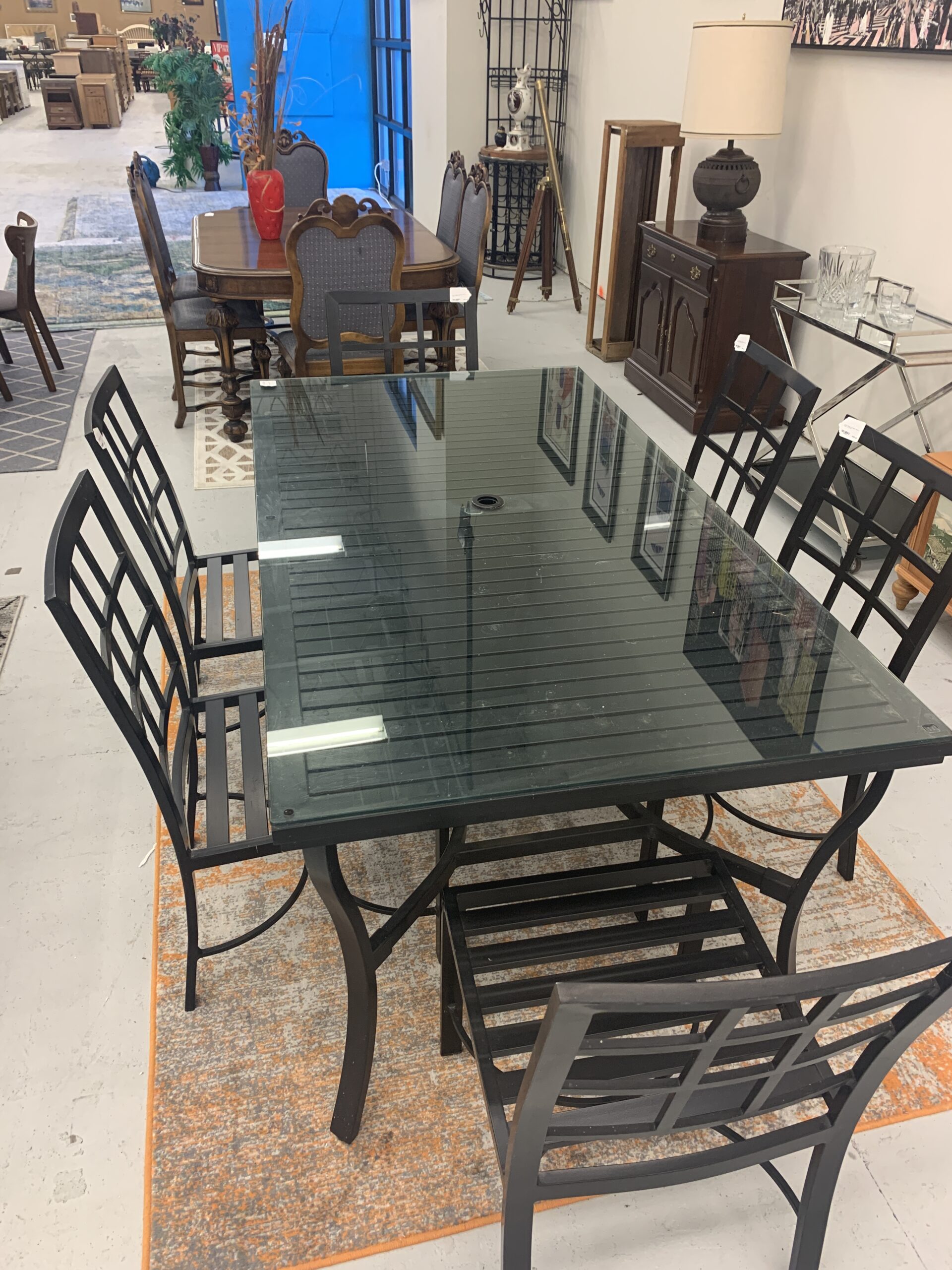 black metal outdoor dining table
