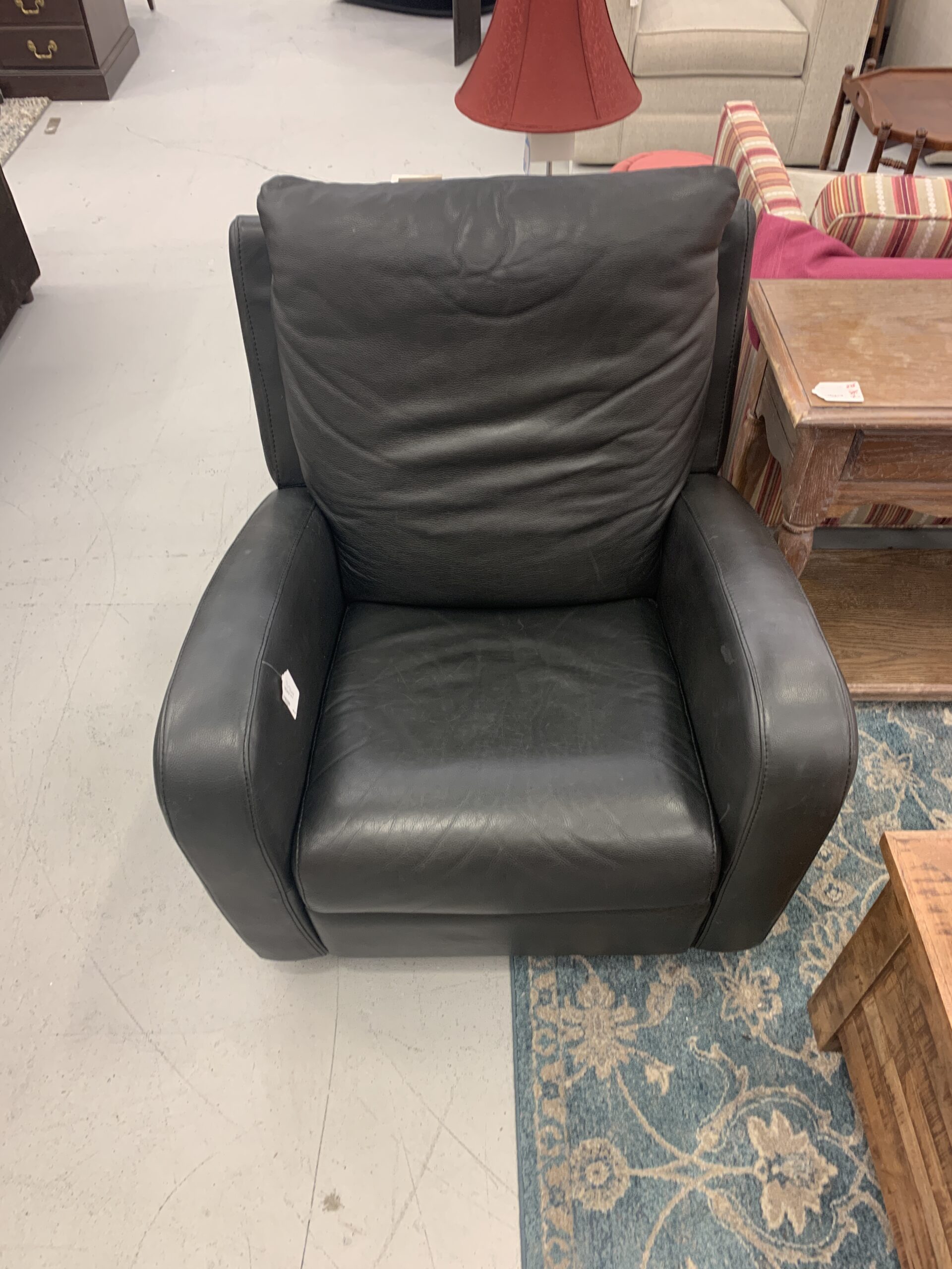 black swivel leather recliner