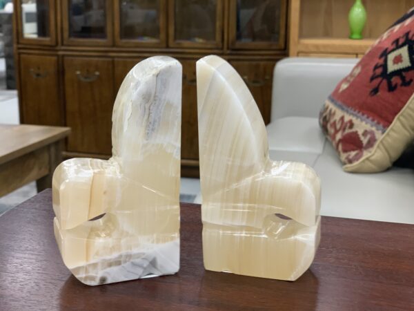 alabaster fleur de lis book ends