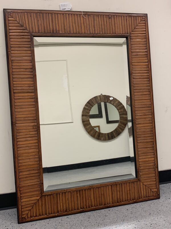 wood frame square beveled mirror