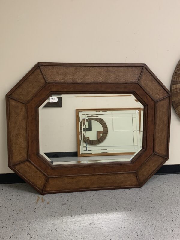 wood frame square beveled mirror