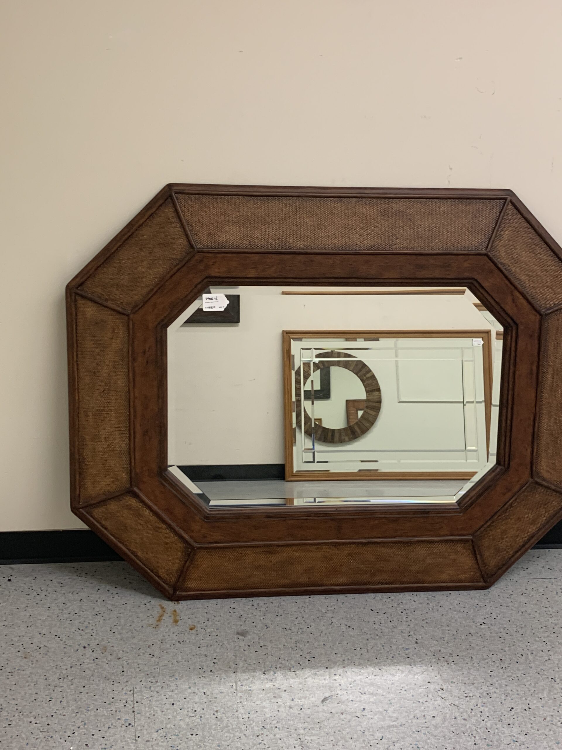 wood frame square beveled mirror