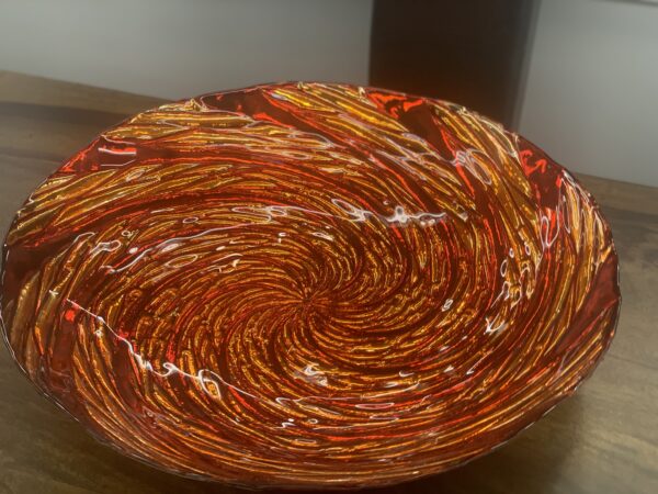 red swirl pattern bowl