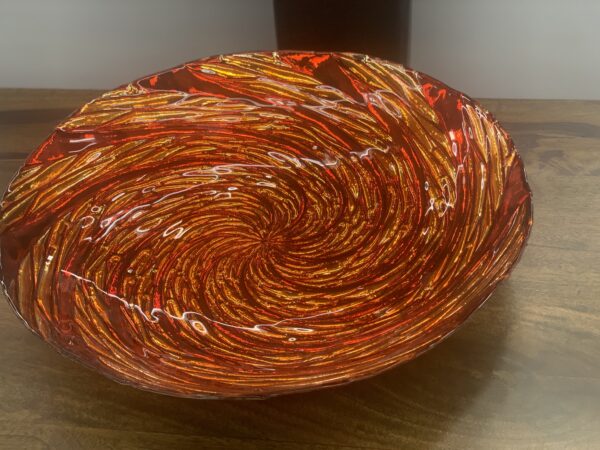 red swirl pattern bowl