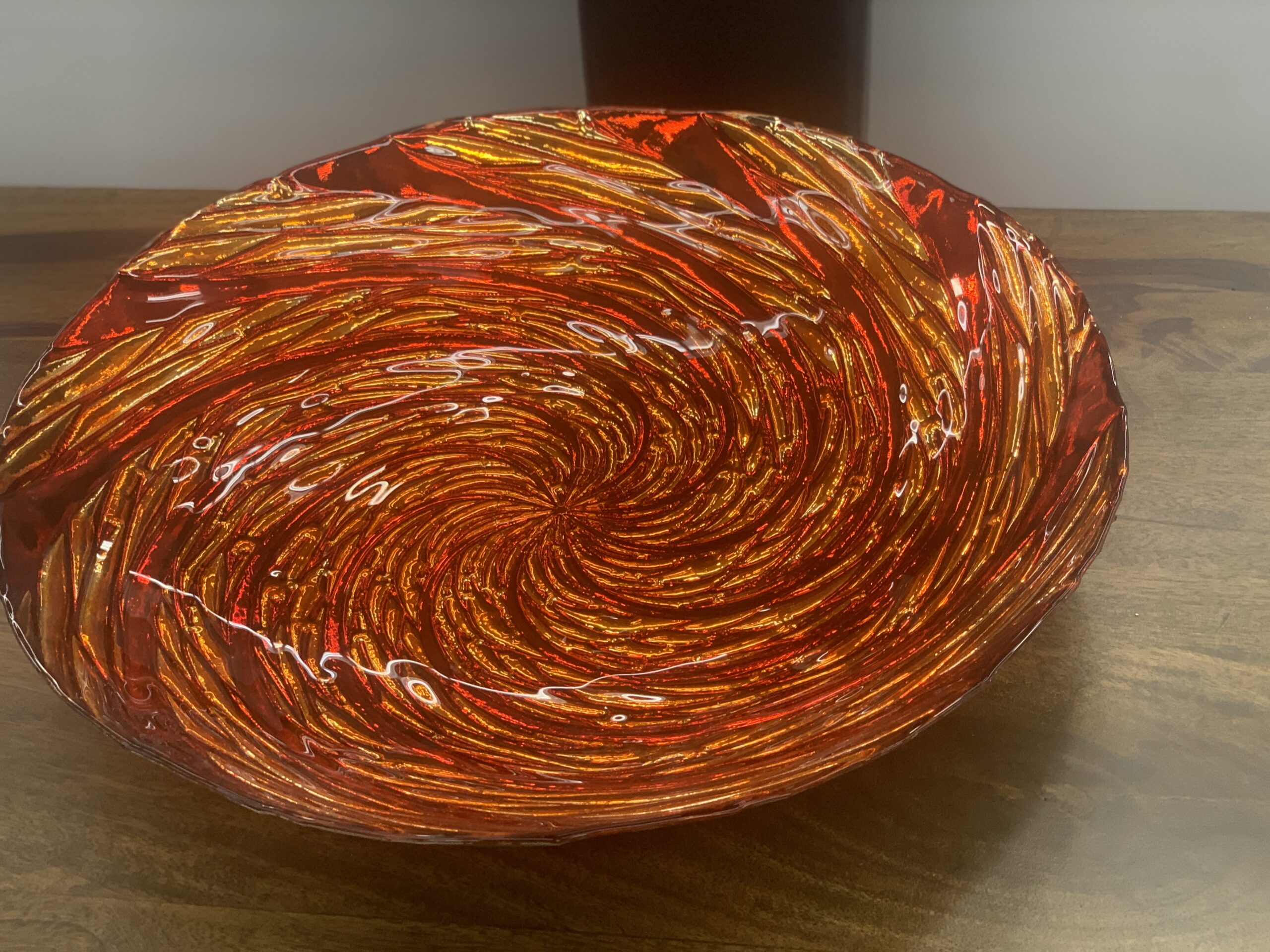 red swirl pattern bowl