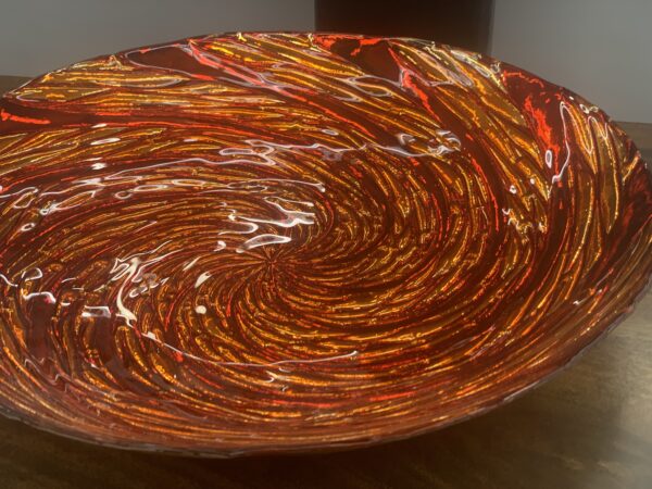 red swirl pattern bowl